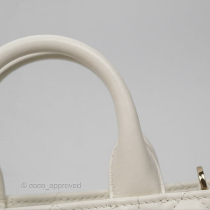 Christian Dior Mini Dior Book Tote Latte Macrocannage Calfskin Gold Hardware