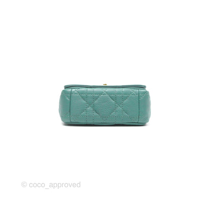 Christian Dior Micro Caro Bag in Tundra Green Supple Cannage Calfskin Gold Hardware