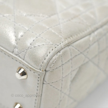 Christian Dior Mini Lady Dior Metallic Silver Nubuck Silver Hardware