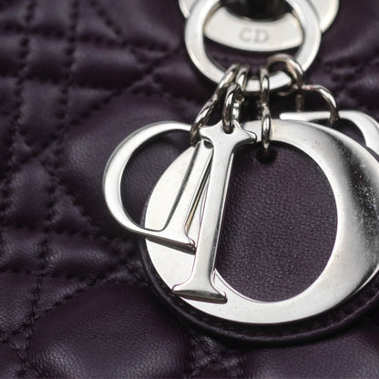 Christian Dior Medium Lady Dior Dark Purple Lambskin Silver Hardware