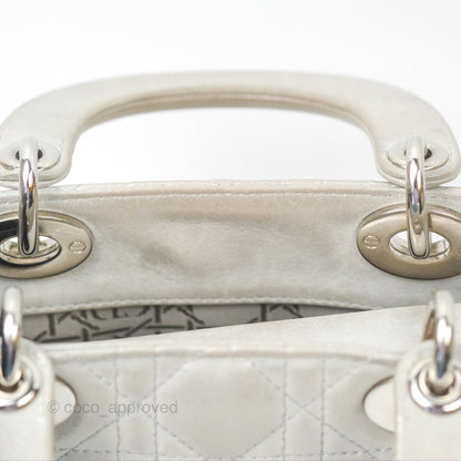 Christian Dior Mini Lady Dior Metallic Silver Nubuck Silver Hardware