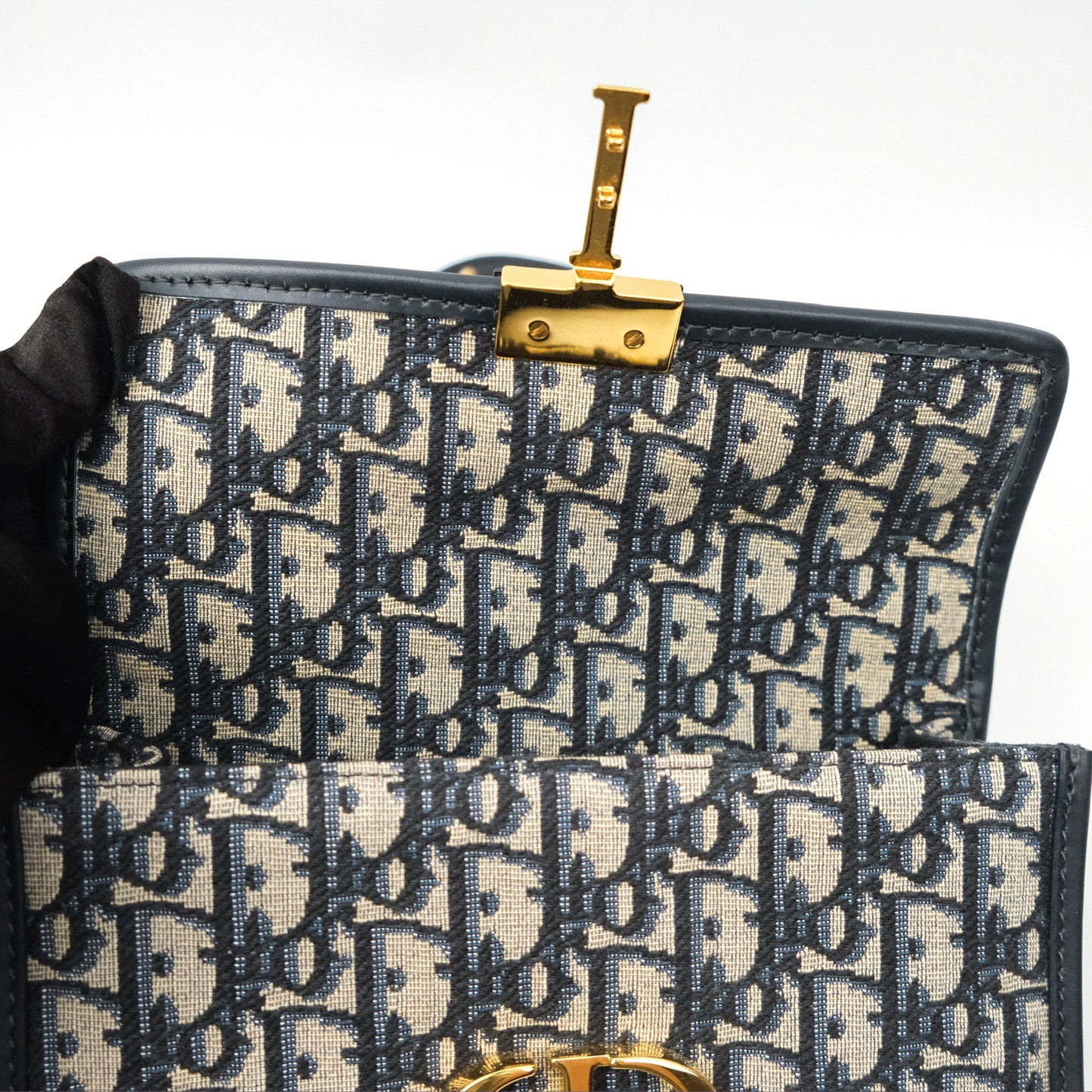 Dior 30 Montaigne East-West Bag With Chain Blue Dior Oblique Jacquard