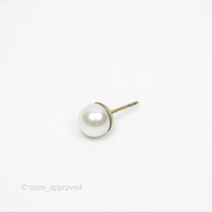 Christian Dior Tribales Pearl CD Earrings Gold Tone