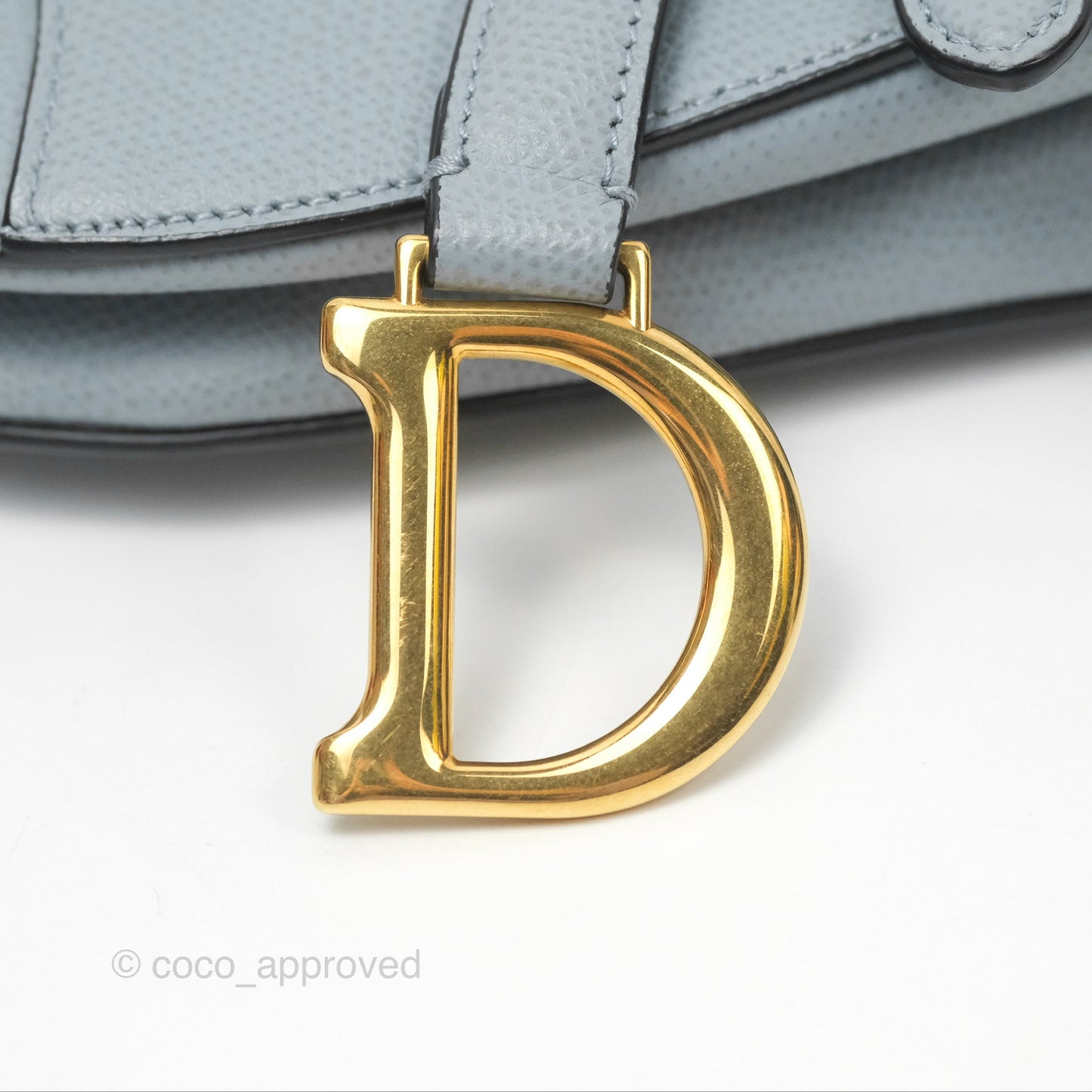 Christian Dior Mini Saddle Bag Cloud Blue Grained Calfskin Gold Hardware