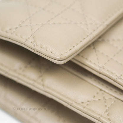 Christian Dior My Dior Daily Chain Pouch Sand-Colored Cannage Lambskin Gold Hardware