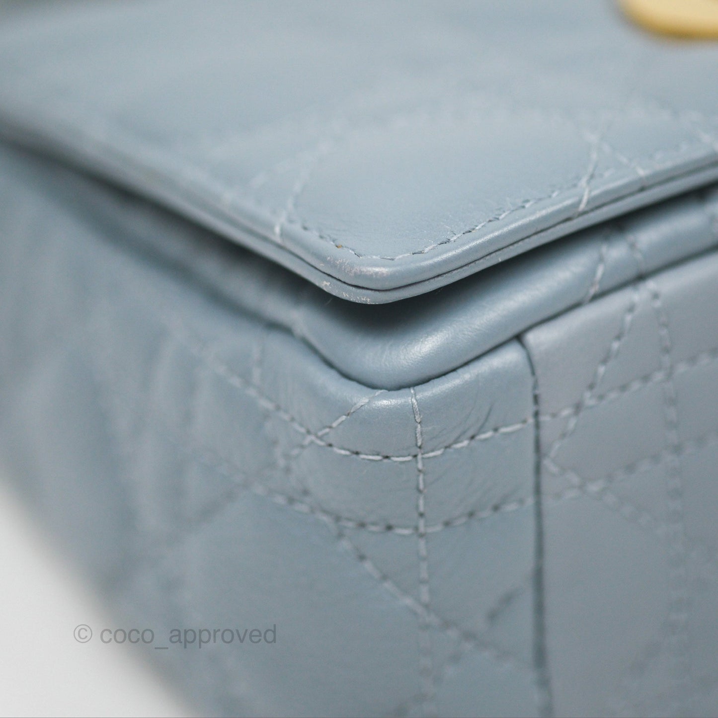 Dior Small Caro Bag Blue Supple Cannage Calfskin