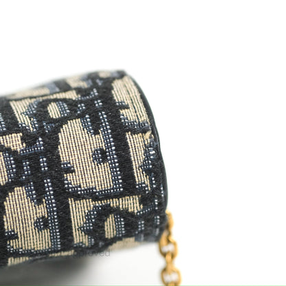 Christian Dior Saddle Chain Pouch Navy Oblique Jacquard