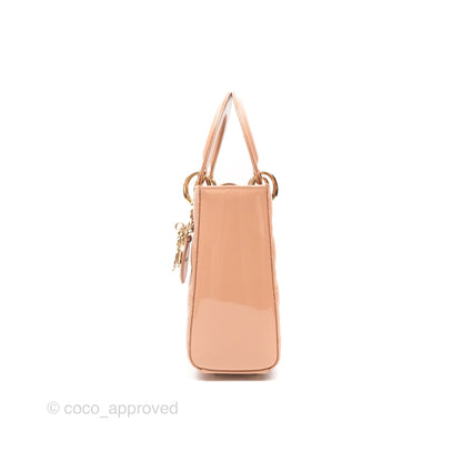 Christian Dior Small Lady Dior My ABCDior Beige Patent Gold Hardware