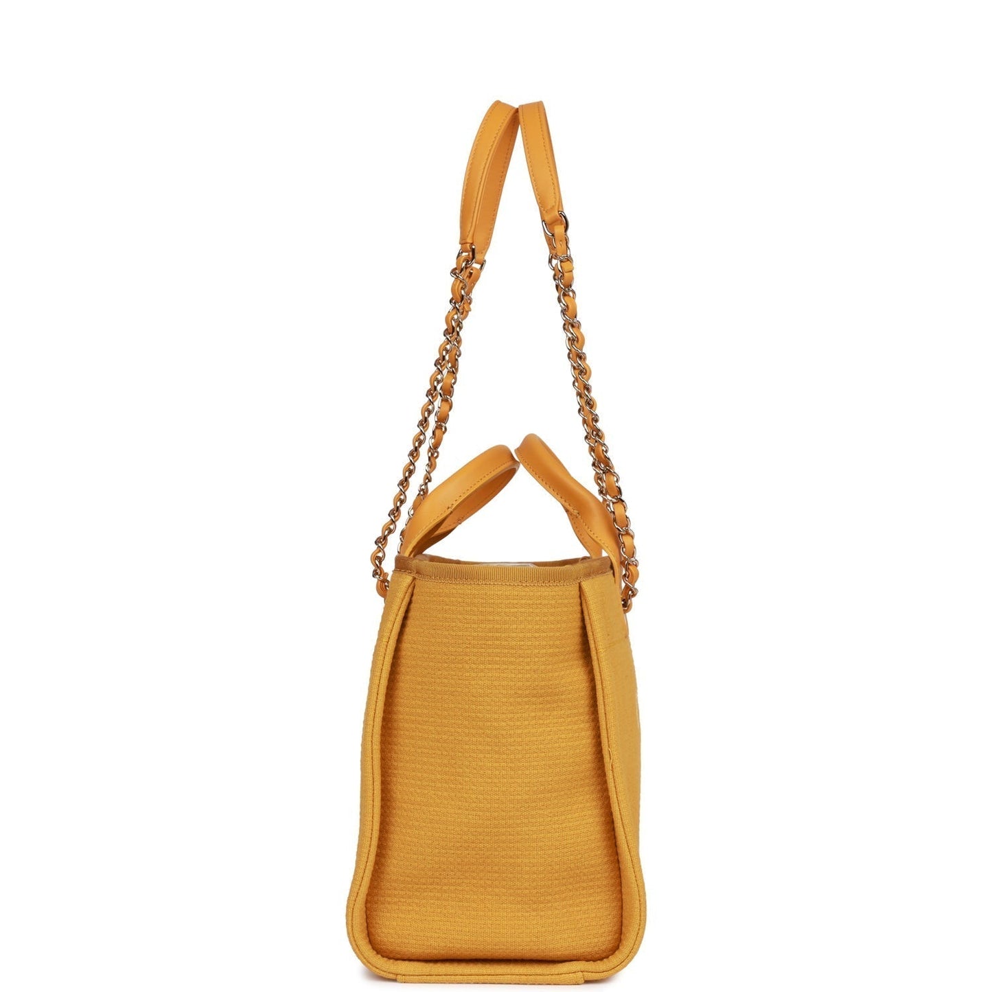 Chanel Small Deauville Shopping Bag Dark Yellow Boucle Light Gold Hardware