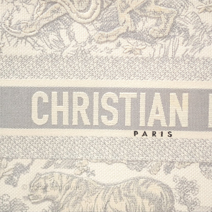 Dior Medium (Old Small) Embroidered Toile De Jouy Book Tote Light Grey Canvas