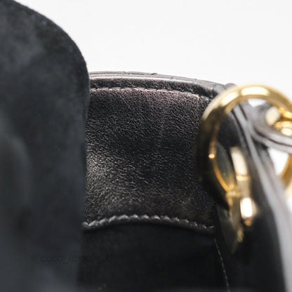 Christian Dior Mini Lady Dior Metallic Dark Grey Lambskin Cannage Gold Hardware