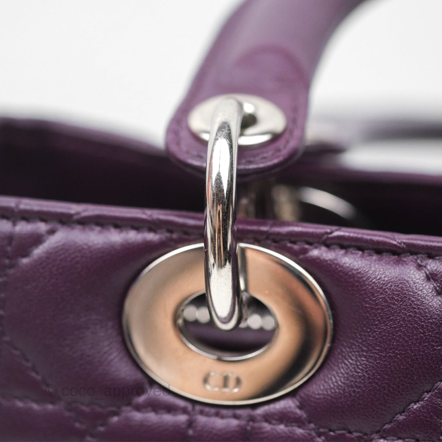 Christian Dior Medium Lady Dior Dark Purple Lambskin Silver Hardware