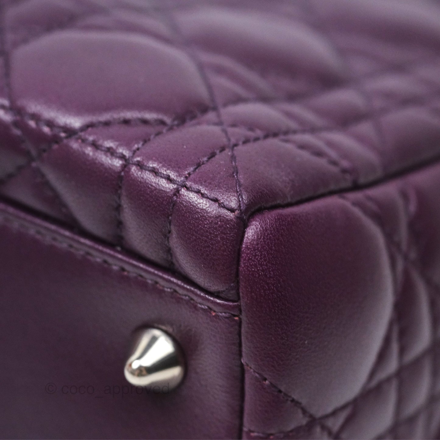 Christian Dior Medium Lady Dior Dark Purple Lambskin Silver Hardware