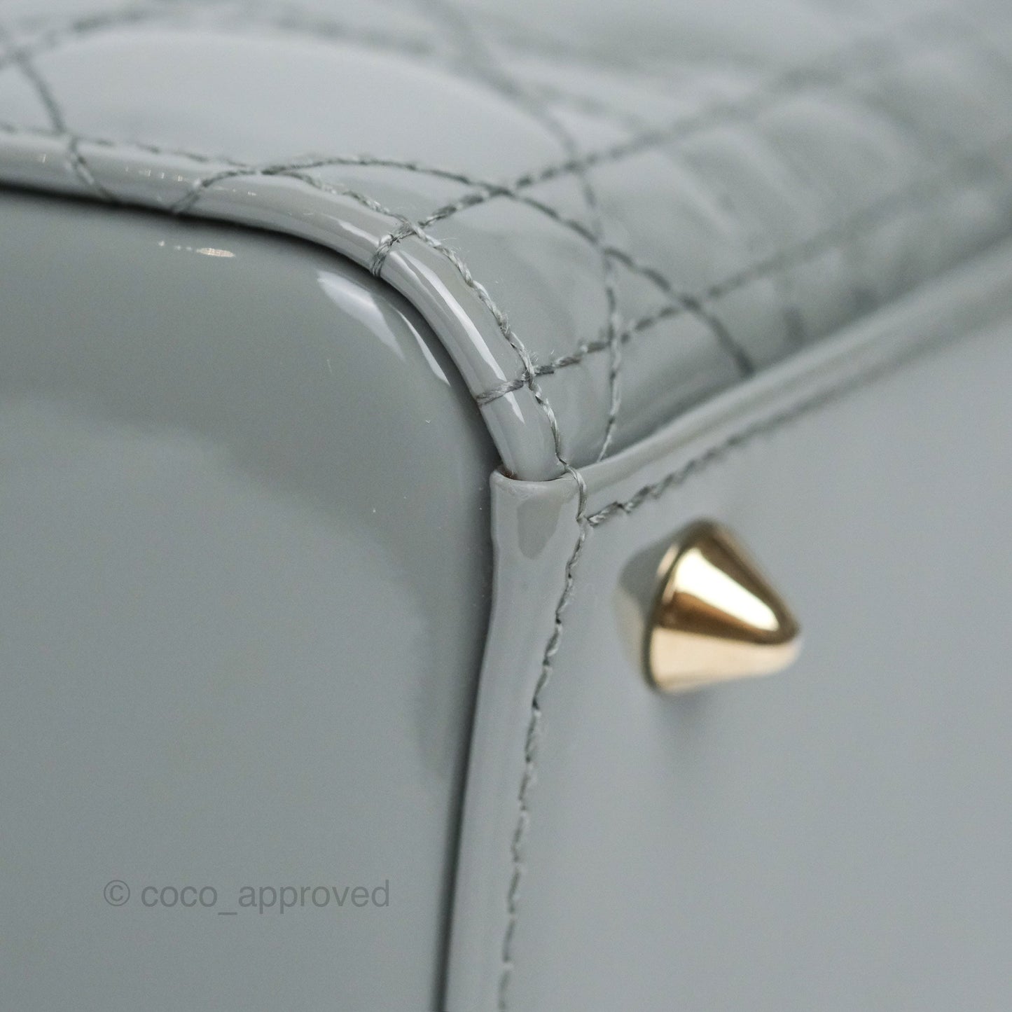 Christian Dior Lady Dior Grey Patent Gold Hardware