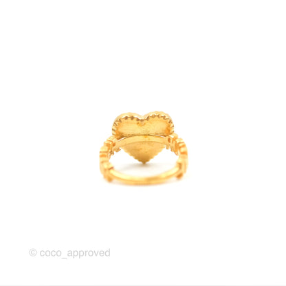 Christian Dior J'adior Crystal Star Heart Ring Matte Gold Tone Size M