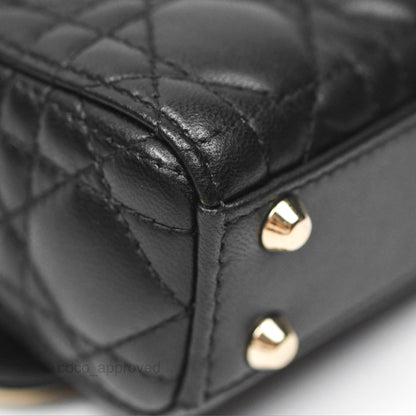 Christian Dior Micro Lady Dior Black Lambskin Gold Hardware