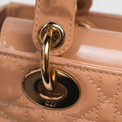 Christian Dior Small Lady Dior My ABCDior Beige Patent Gold Hardware