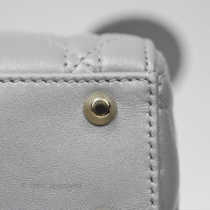 Christian Dior Mini Lady Dior Opaline Gray Pearlescent Cannage Lambskin