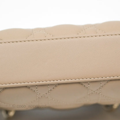 Dior Small Lady D-Joy Bag Beige Lambskin Cannage Gold Hardware