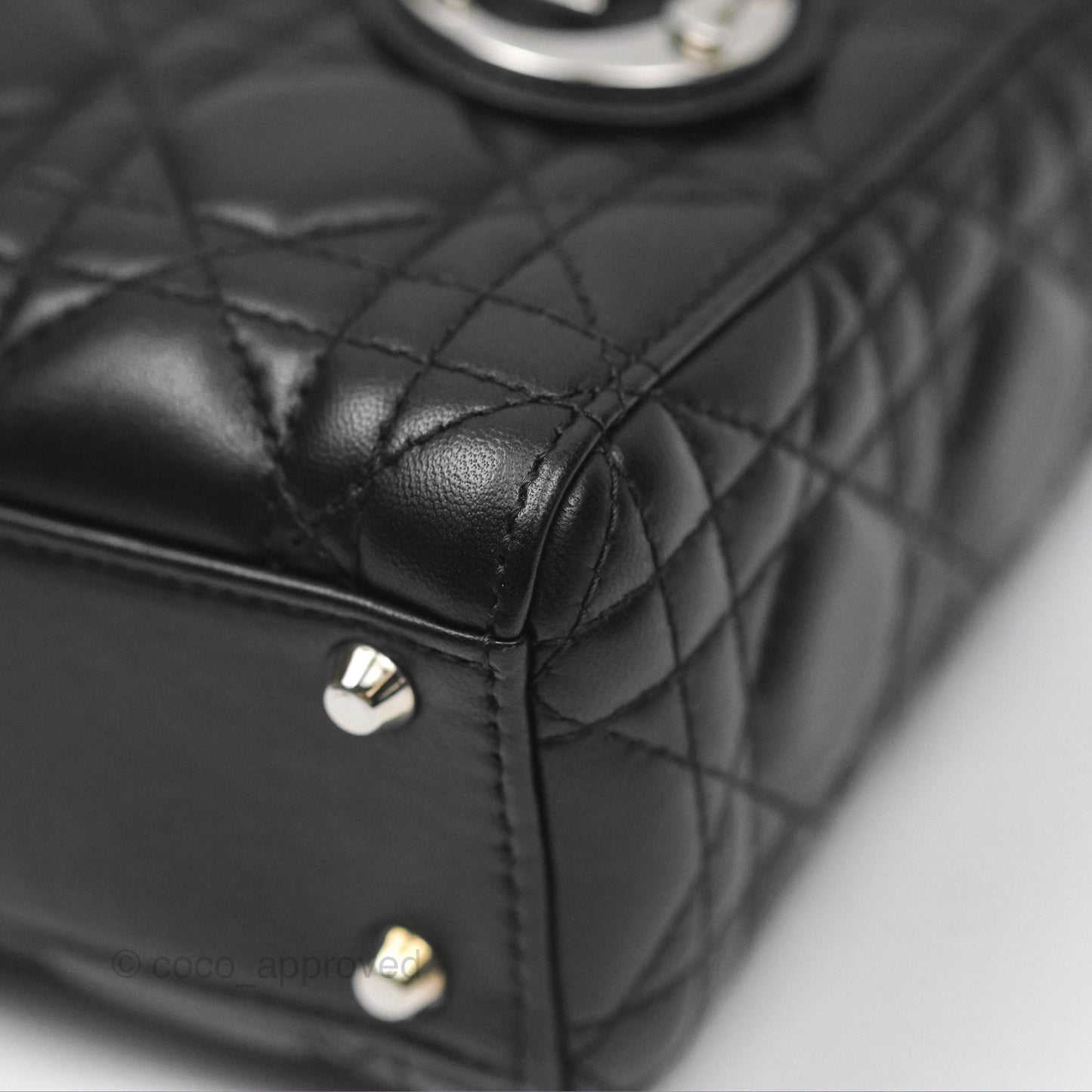 Christian Dior Cannage Mini Lady Dior Black Silver Hardware