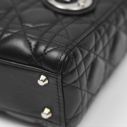 Christian Dior Cannage Mini Lady Dior Black Silver Hardware