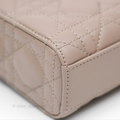 Christian Dior Medium Lady D-Joy Bag Warm Taupe Lambskin Gold Hardware