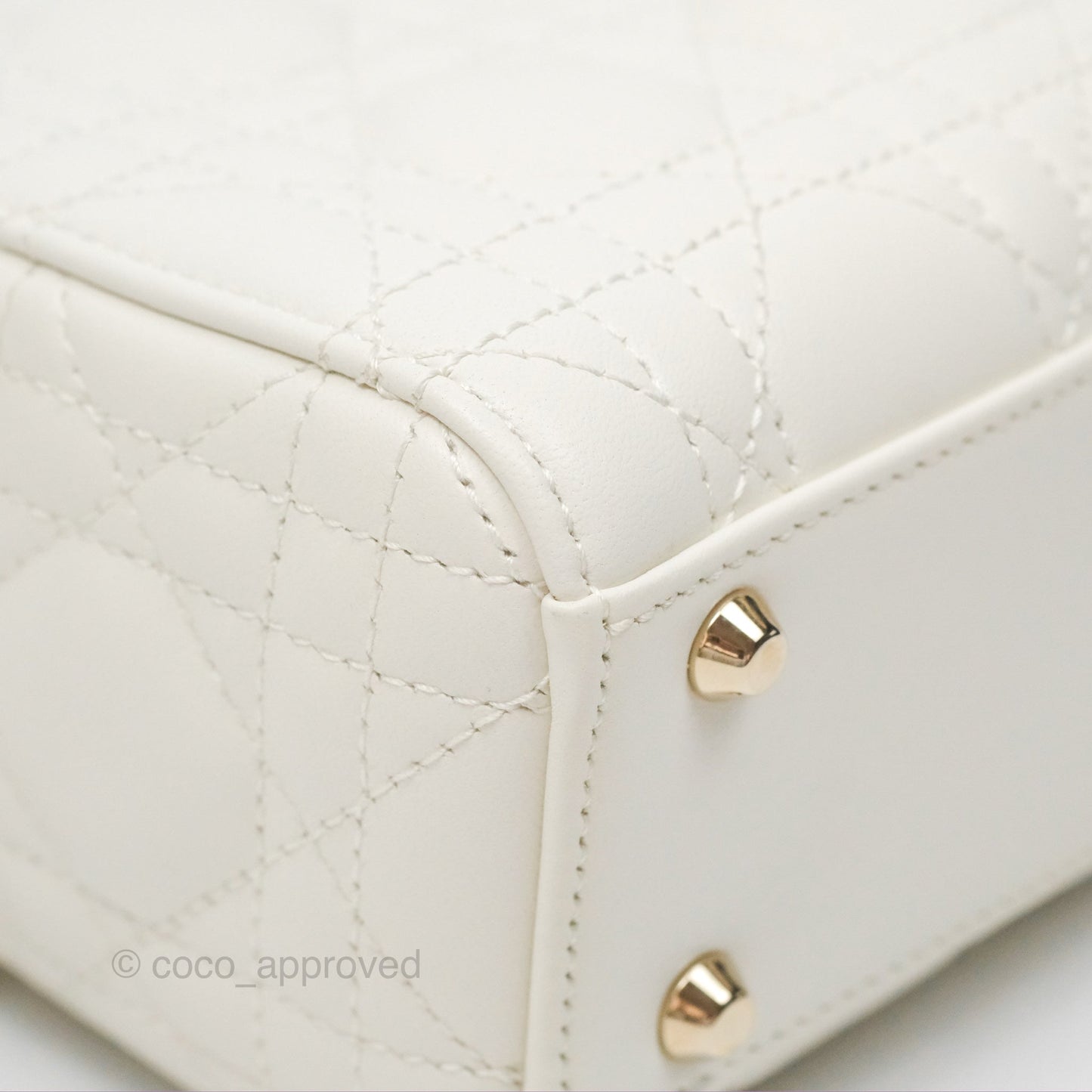Christian Dior Mini Lady Dior Latte Cannage Lambskin Gold Hardware
