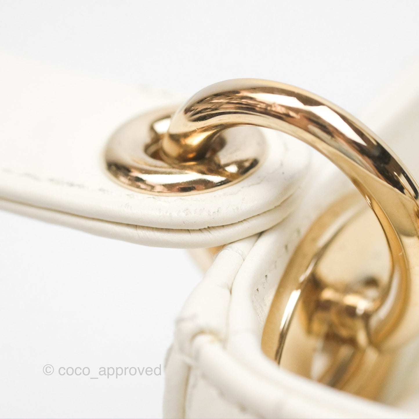 Christian Dior Mini Lady Dior Latte Cannage Lambskin Gold Hardware