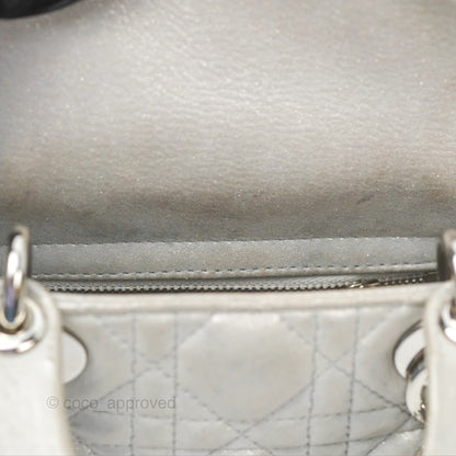 Christian Dior Mini Lady Dior Metallic Silver Nubuck Silver Hardware