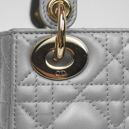 Christian Dior Mini Lady Dior Opaline Gray Pearlescent Cannage Lambskin