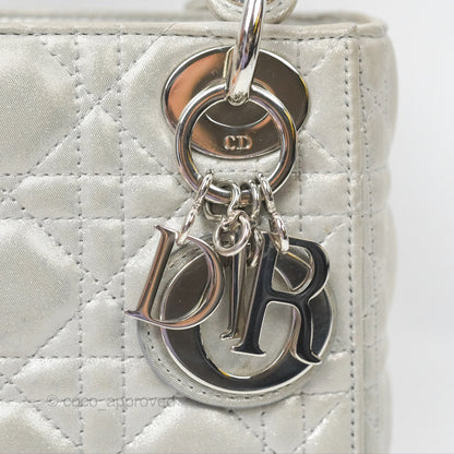 Christian Dior Mini Lady Dior Metallic Silver Nubuck Silver Hardware