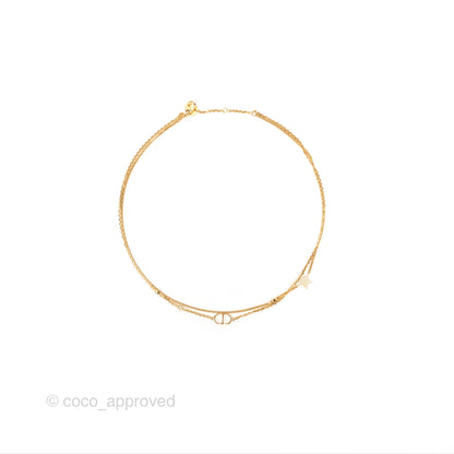Christian Dior Petit CD Double Necklace Crystals Gold Tone