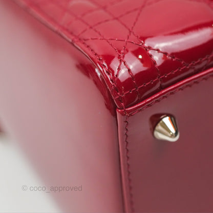 Christian Dior Medium Lady Dior Red Patent Silver Hardware