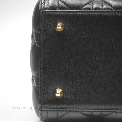 Christian Dior Medium Lady Dior Black Lambskin Gold Hardware