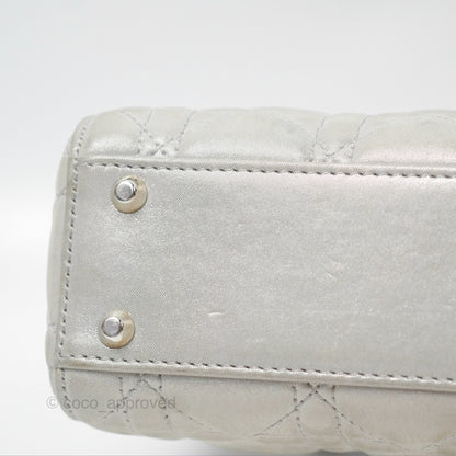 Christian Dior Mini Lady Dior Metallic Silver Nubuck Silver Hardware