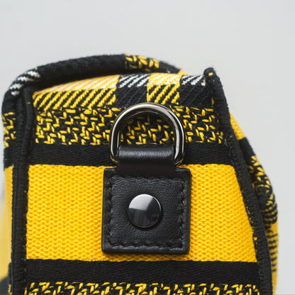 Christian Dior Small Diorcamp Bag Yellow Black Checkered Embroidery