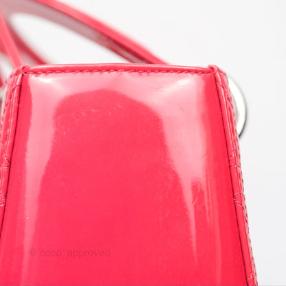 Christian Dior Medium Lady Dior Red Patent Silver Hardware