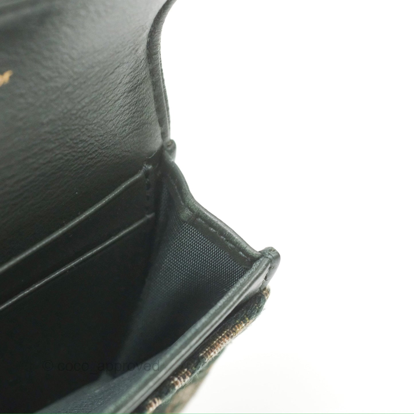 Christian Dior Saddle Flap Card Holder Green Dior Oblique Jacquard