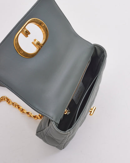 Dior Grey (Stone) Leather Small Caro Bag with Gold Hardware