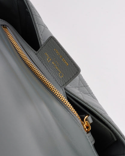 Dior Grey (Stone) Leather Small Caro Bag with Gold Hardware