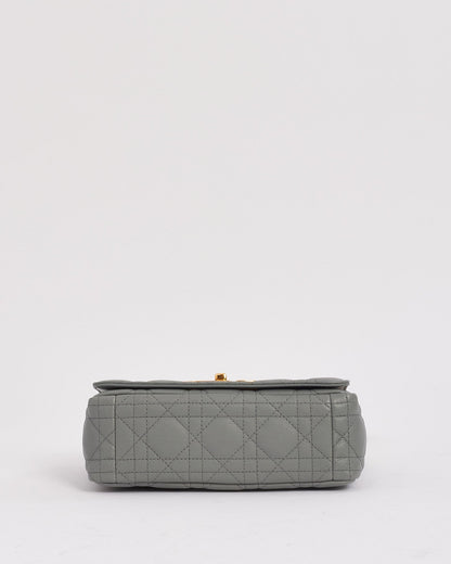 Dior Grey (Stone) Leather Small Caro Bag with Gold Hardware