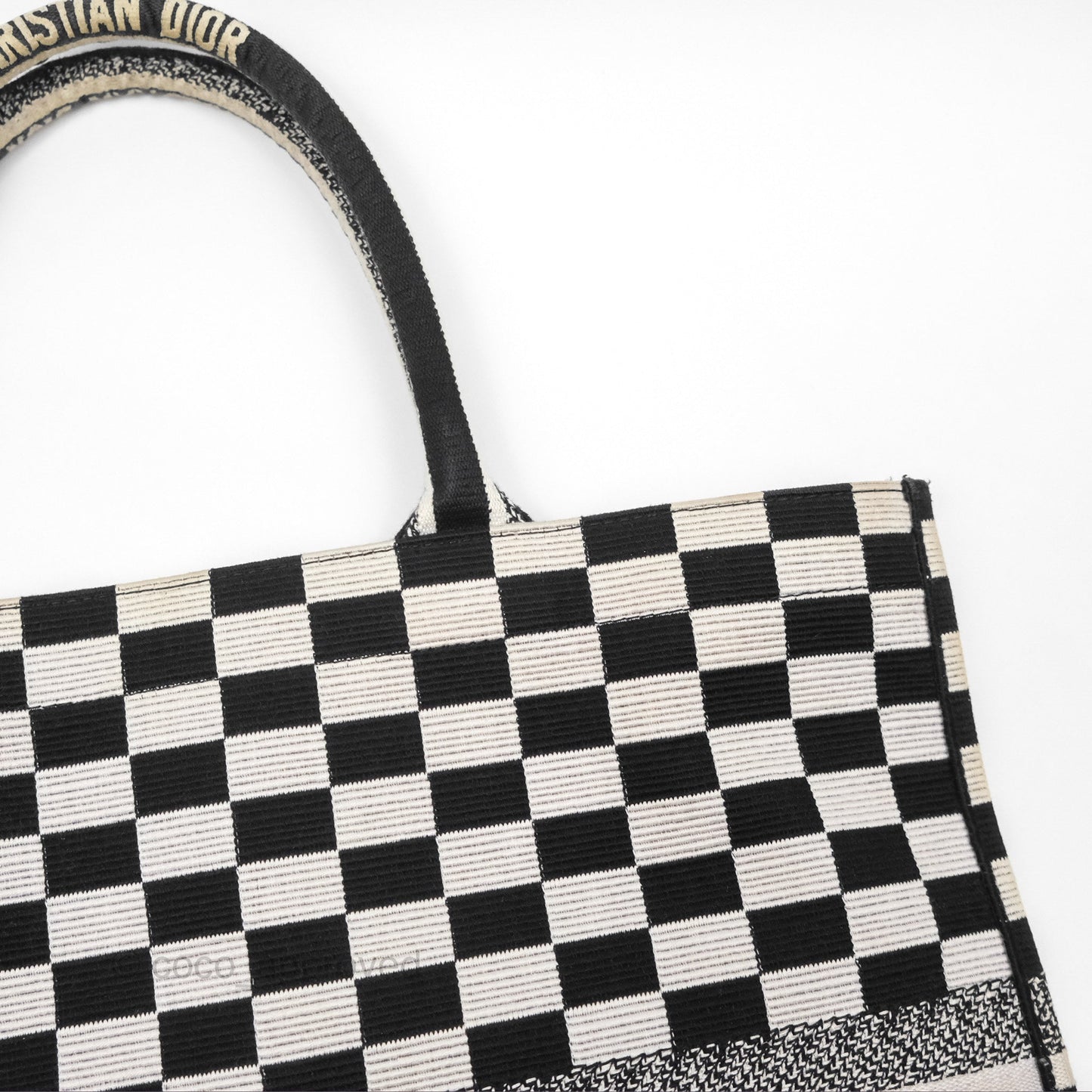 Christian Dior Large Book Tote Checkered Black/ White Canvas