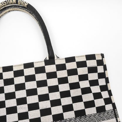 Christian Dior Large Book Tote Checkered Black/ White Canvas