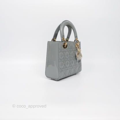 Christian Dior Lady Dior Grey Patent Gold Hardware