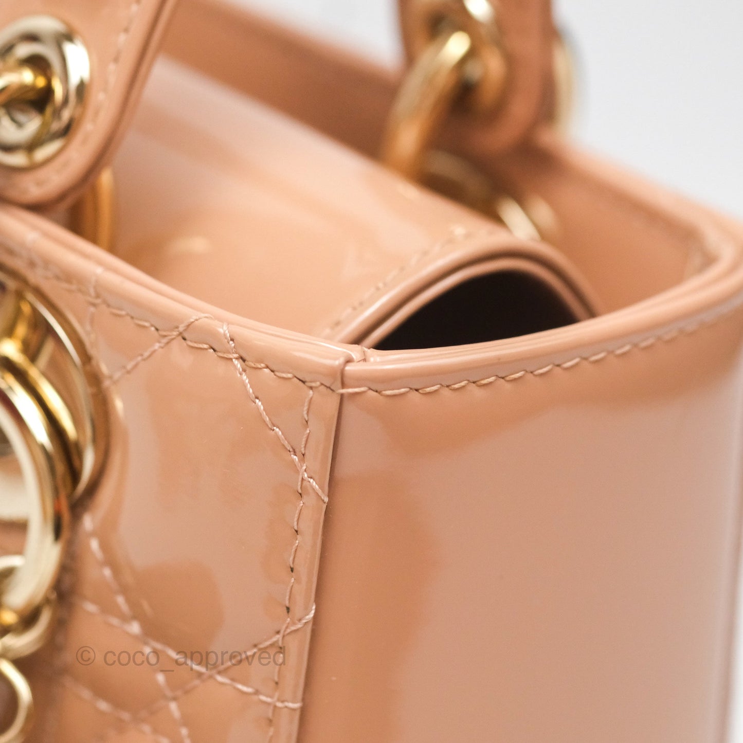 Christian Dior Small Lady Dior My ABCDior Beige Patent Gold Hardware