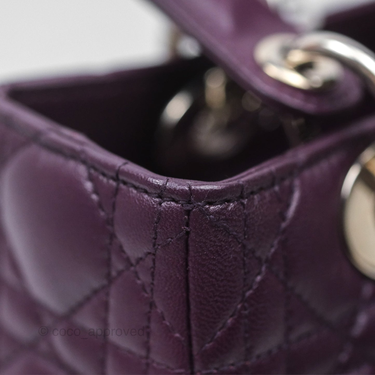 Christian Dior Medium Lady Dior Dark Purple Lambskin Silver Hardware