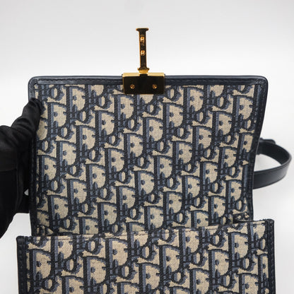 Christian Dior Small 30 Montaigne Bag Blue Dior Oblique Jacquard
