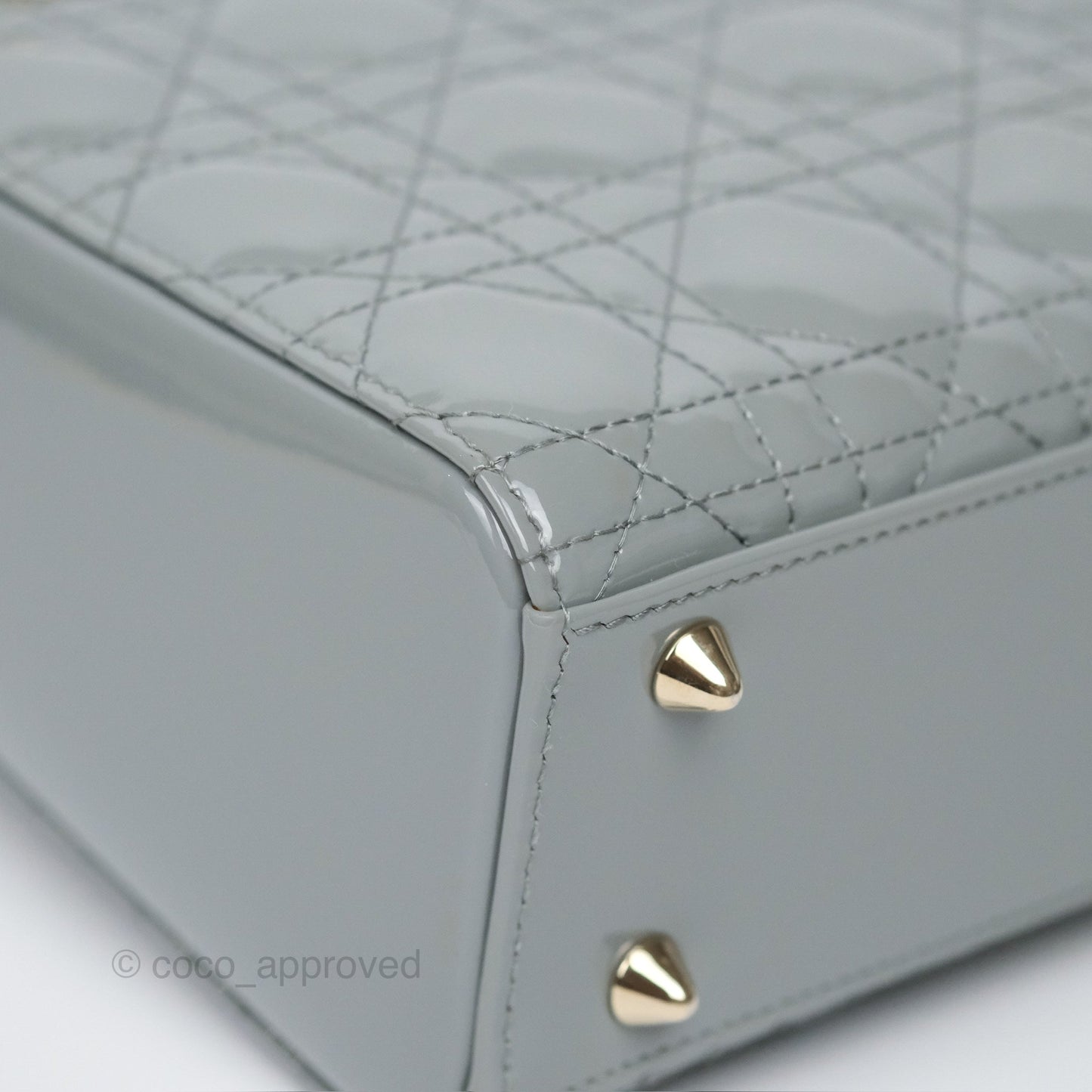 Christian Dior Lady Dior Grey Patent Gold Hardware