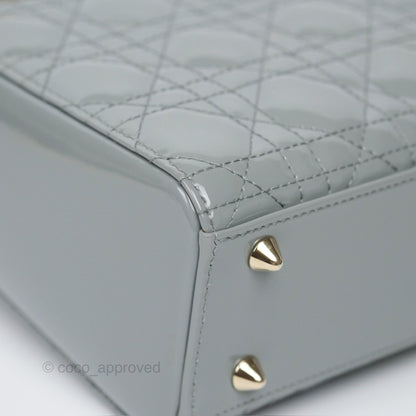 Christian Dior Lady Dior Grey Patent Gold Hardware