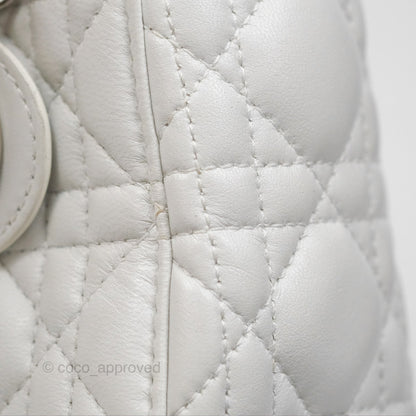 Christian Dior Cannage Mini Lady Dior White Silver Hardware